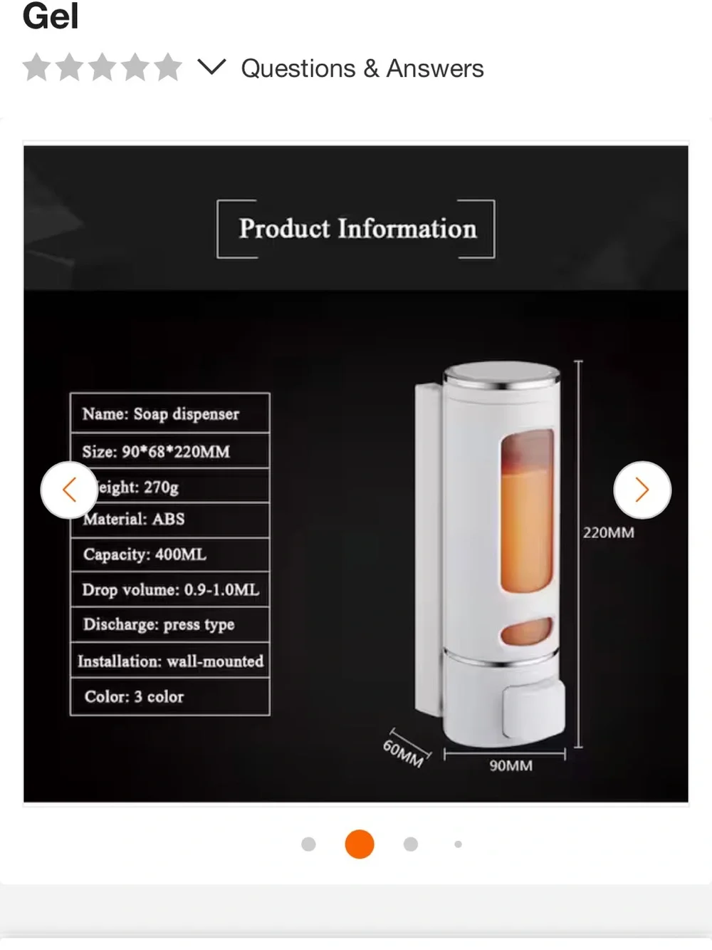 Wall-Mounted Liquid Soap Dispenser  gold with Transparent Window